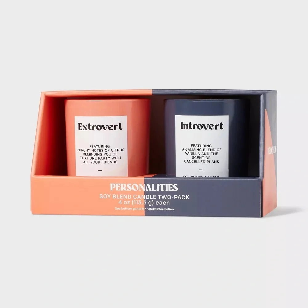 BUNDLE OF TWO SETS - 4 SOY CANDLES Personalities Introvert & Extrovert NEW